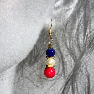 New Handcrafted Patriotic Red, White and Blue Drop Dangle Pierced Earrings